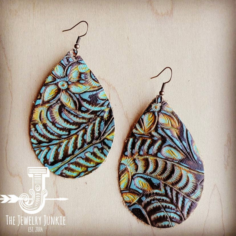 The Dallas Turquoise Leather Earrings