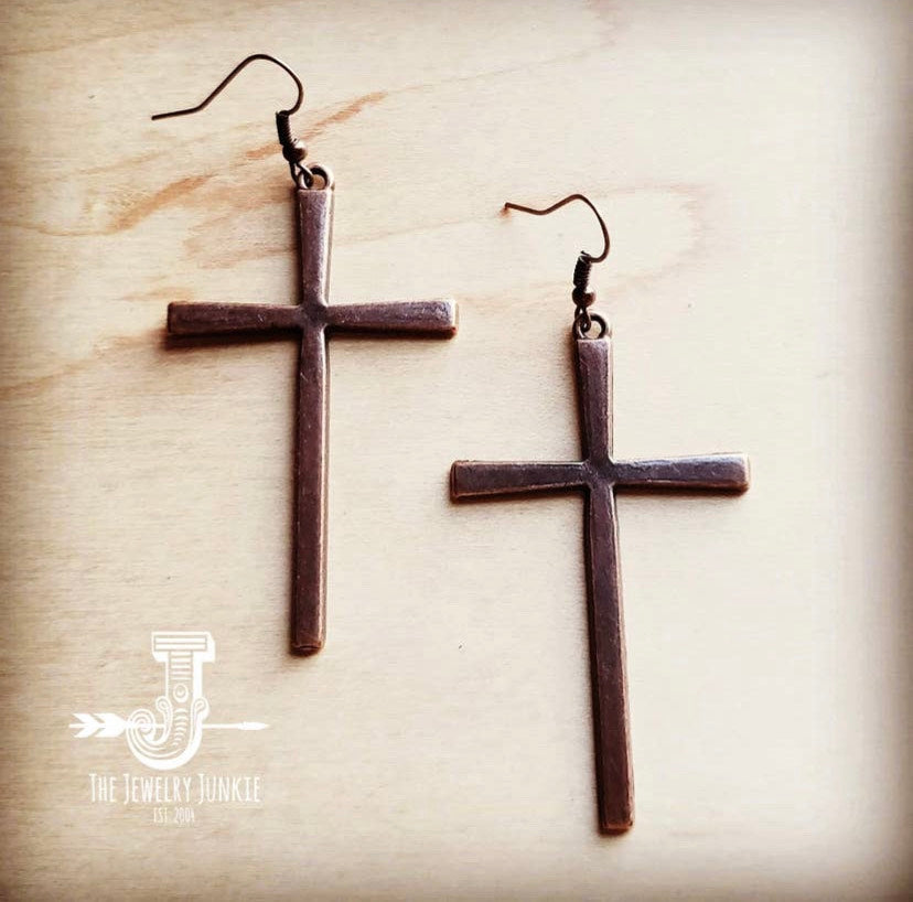 Copper Cross Earrings